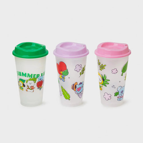 BT21 Official Summer Reusable Cup 472ml 3pcs SET - claycountyduilawblog